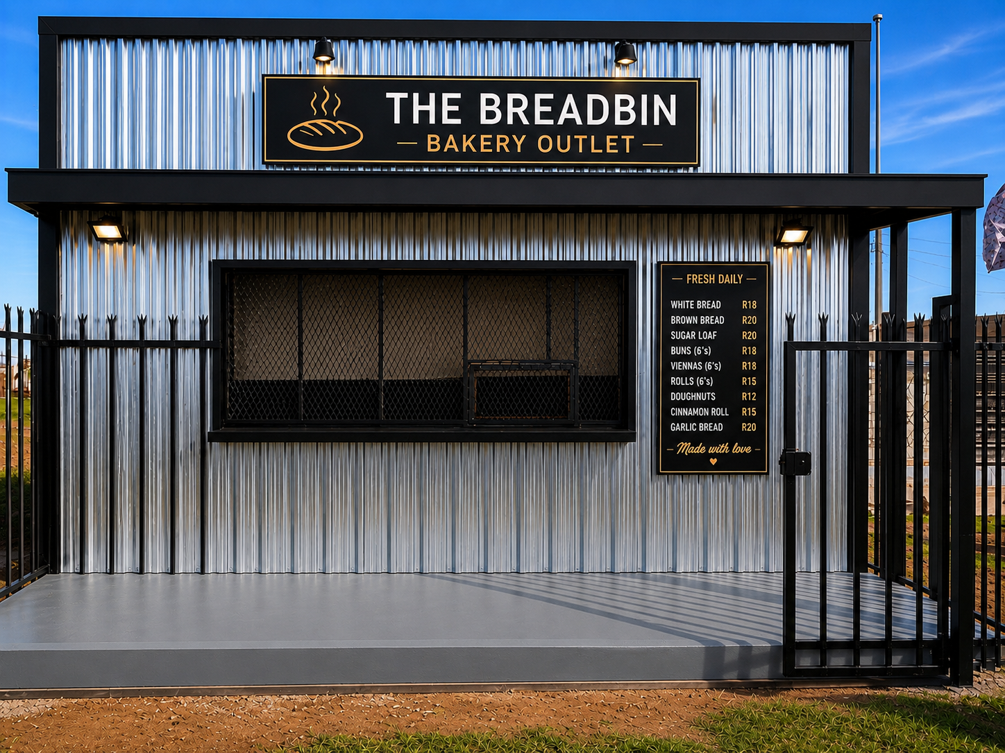 The Breadbin Bakery Outlet storefront and takeaway counter